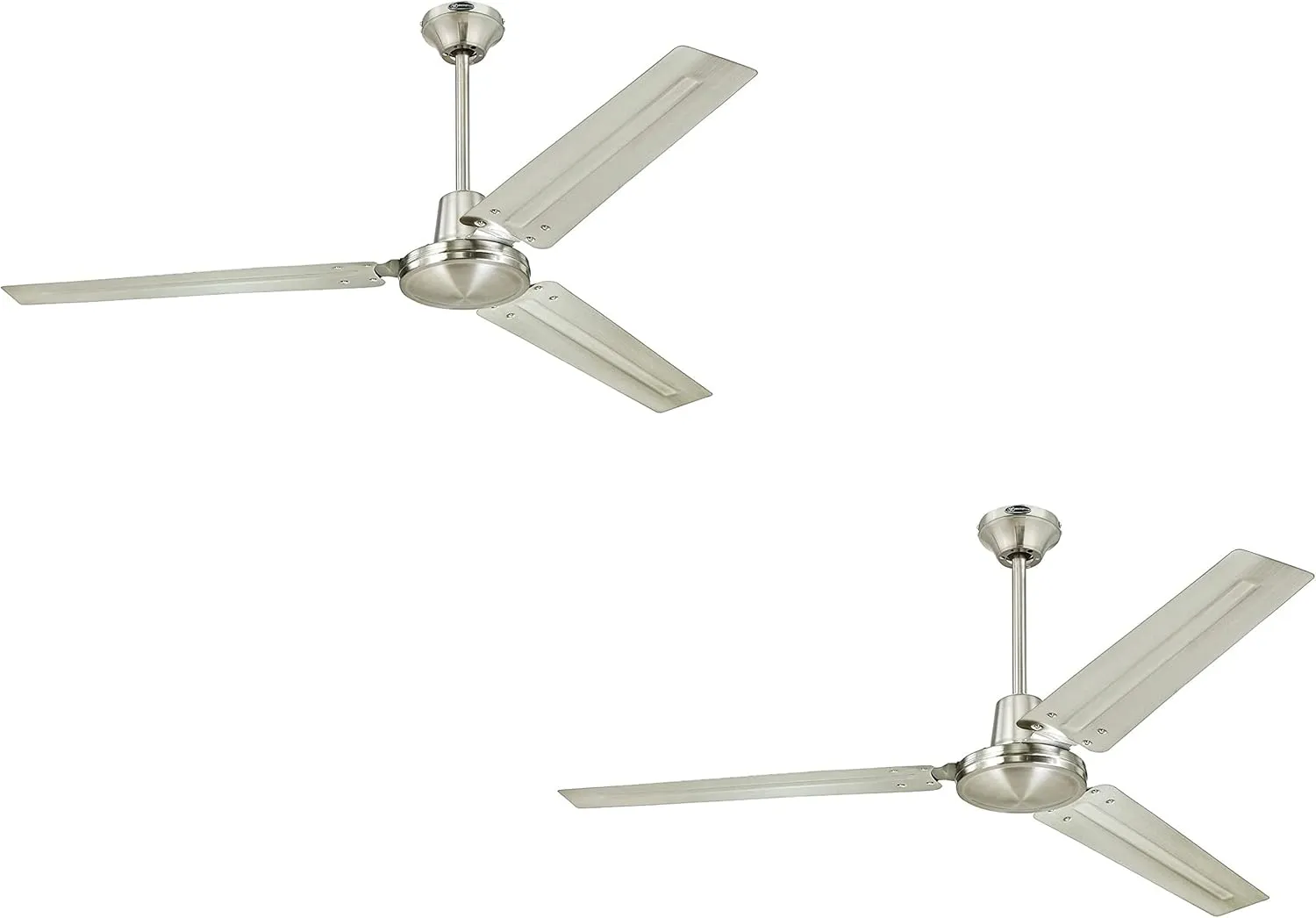 Ciata Lighting Garage Ceiling Fan, Shop Ceiling Fan, Commercial Ceiling Fan, Industrial 56-Inch Three-Blade Ceiling Fan with Ball Hanger Installation System, Brushed Nickel - 2 Pack Fan with safety blade design