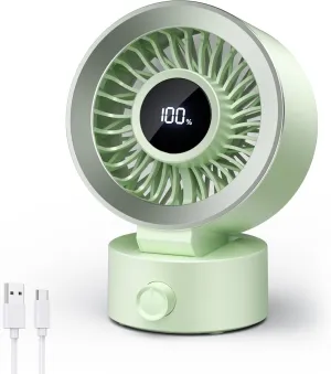 CIVPOWER Desk Fan Small Quiet: Table Fan Rechargeable with 1200mAh Battery & USB Powered, Portable for Office Bedroom Home Desktop, Digital Display, 30 Tilt Adjustable, 100 Speeds, Light Green Desktop fan with humidification feature