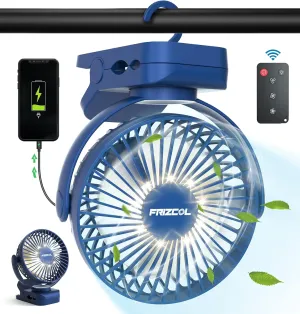 Clip on Fan 65 Hours Portable Desk Fan Rechargeable with LED Lights & Hooks 12000 Capacity Battery Operated Fan with Clips Small Desk Fan Mini Fans for Tents Travel Outdoor Camping Golf Cart Stroller Battery-powered portable fan