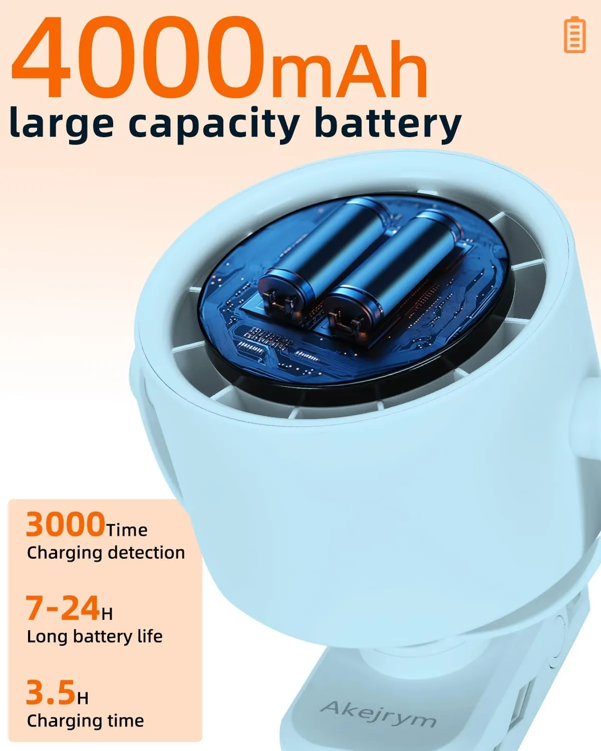 Clip on Fan for Bed, Portable Fan for Travel, 360 Rotate Battery Operated Personal Fan, Air Turbo Tech & Digital display, stroller fan with 5 Speeds, For Home Office Stroller Camping - Blue