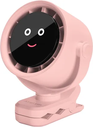 Clip on Fan for Bed, Portable Fan for Travel, Small Powerful 5 Speed Quiet 360 Rotate, Air Turbo Tech & Digital display, For Home Office Stroller Camping (Pink) Octopus-shaped decorative fan
