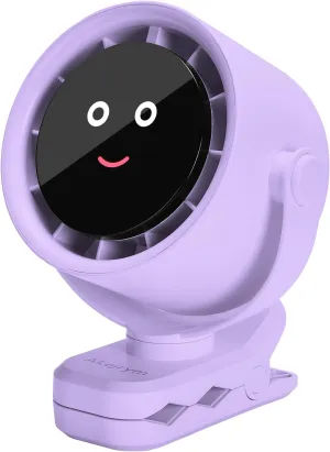 Clip on Fan for Bed, Portable Fan for Travel, Small Powerful 5 Speed Quiet 360 Rotate, Air Turbo Tech & Digital display, For Home Office Stroller Camping (Purple) Octopus-shaped decorative fan