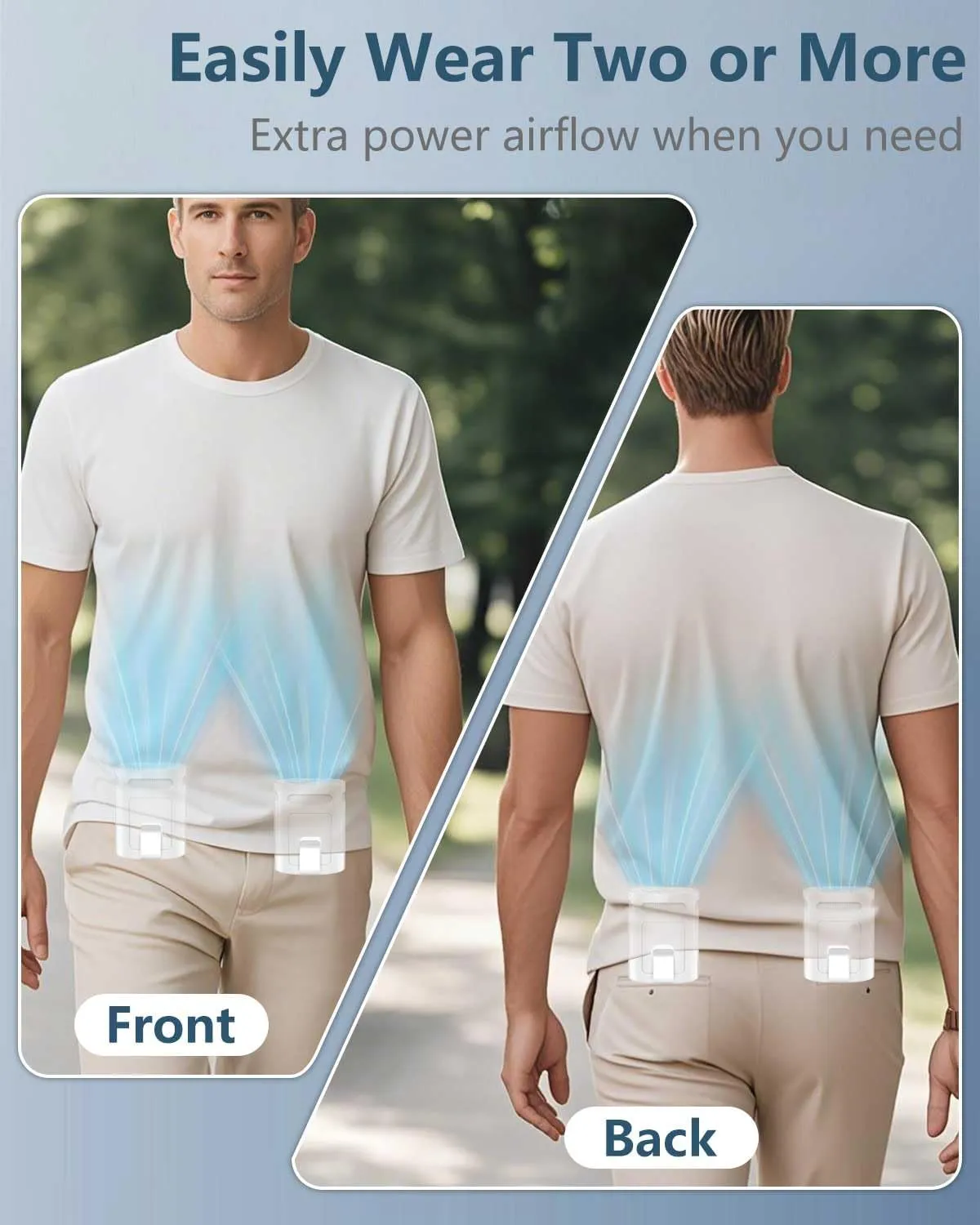 Clip On Fan for Shirt Belt Pants-Portable Waist Fan,Tiny Personal Fans Rechargeable Battery Powered Air Conditioner,White Powerful Soundless Body Fans Under Clothes for Outdoor Camping Walking Travel