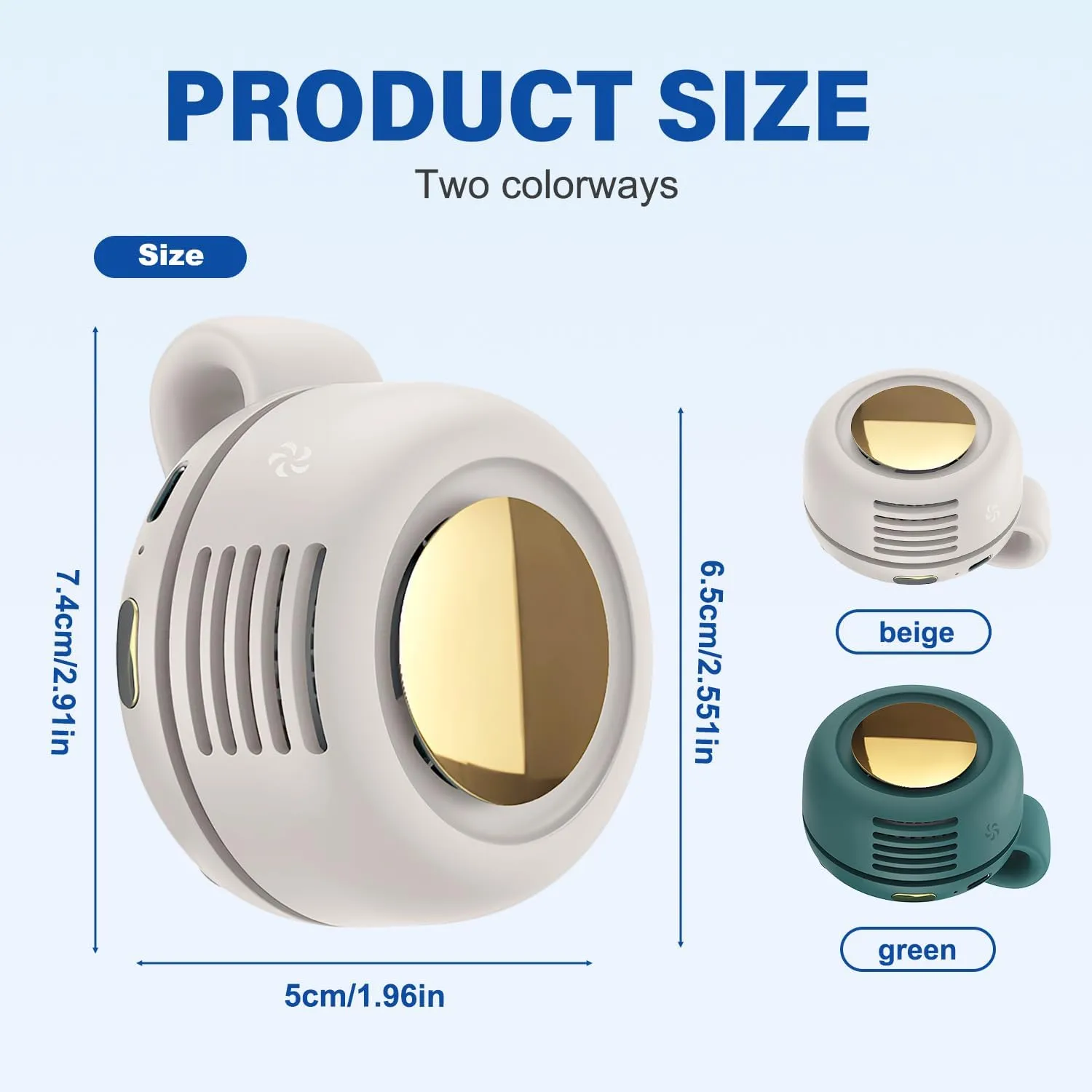 clip on fan for shirt,Small Clip Fan,Portable Silent Mini Bladeless Electric,Mini Whirlwind for Waist Clip Fan, Suitable for Outdoor & Travel & Office, Travel Accessories (Beige)