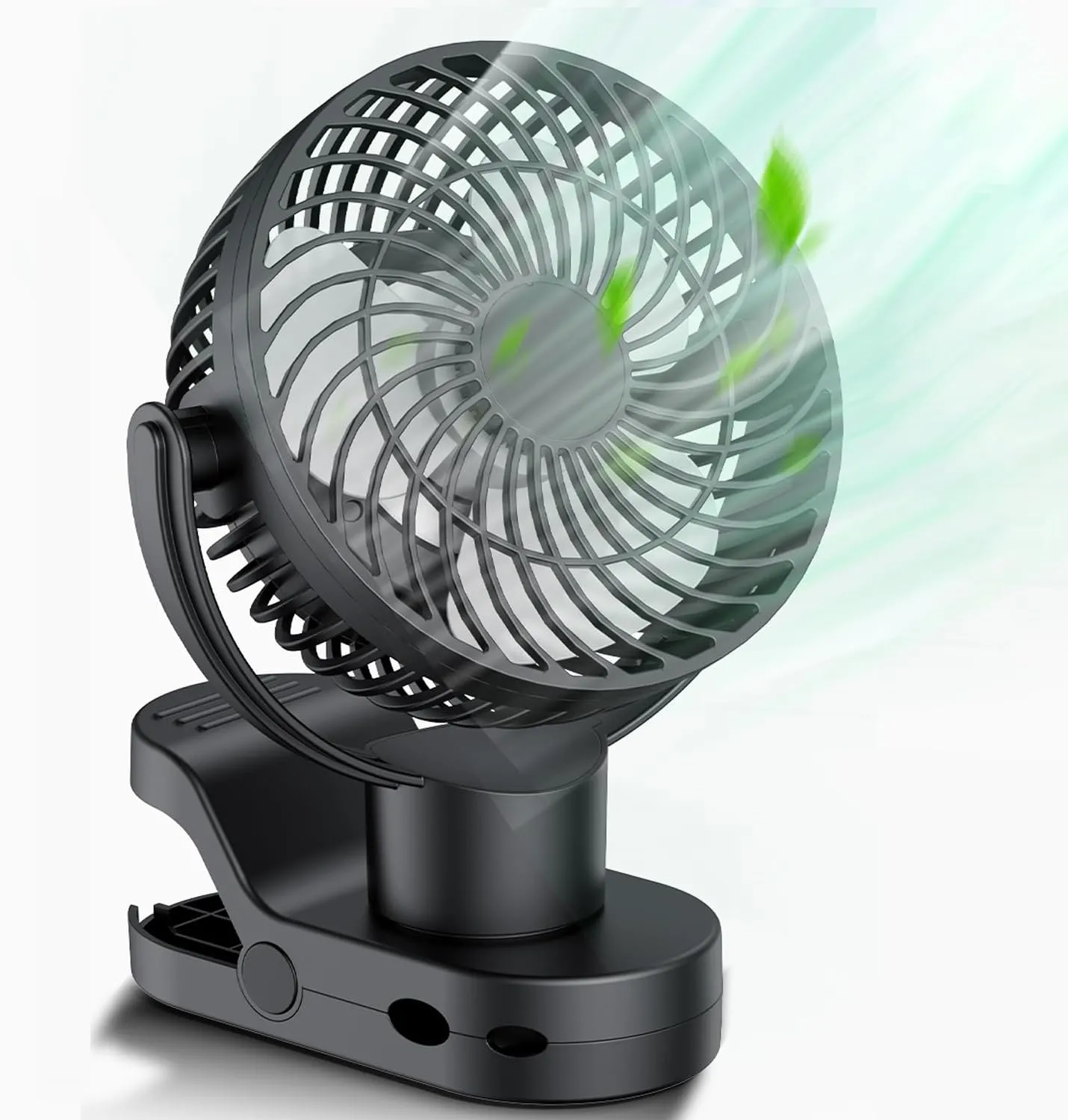 Clip on Fan Rechargeable 10000mAh Auto Oscillating Portable Fan with Remote & LED Lights USB/Desk/Camping/Golf Cart Accessories 3-Speed Super Quiet for Stroller,Desk,Office,Dorm,Bedroom 360-degree rotating fan for home use