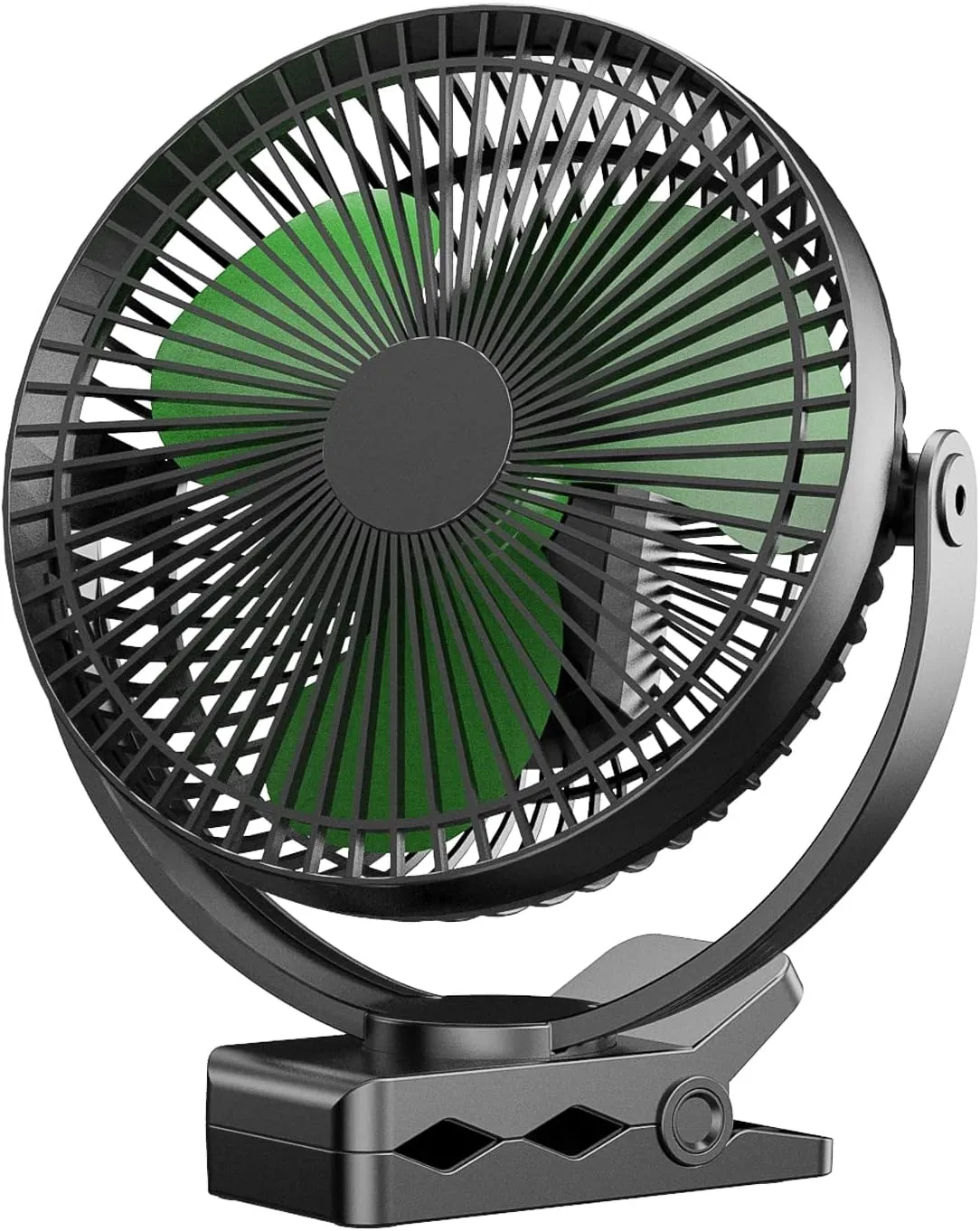 Clip on Fan, Rechargeable Portable Fan, 8 Inch Small Desk Fan - 10000mAh Battery Powered Fan with 4 Speed, 360 Rotation Personal Fan Suitable for Golf Cart, Bedroom, Travel and Camping (Green) 360-degree rotating fan for home use