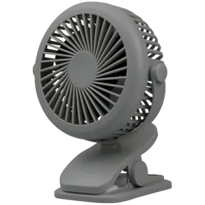 Clip-On Tilt Rechargeable Fan - Grey Portable Personal Cooling Device USB Powered Adjustable Speed Quiet Operation Travel Office Home Use quiet usb desktop fan with modern design