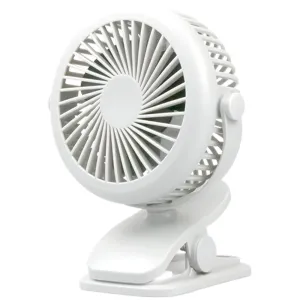 Clip-On Tilt Rechargeable Fan - White Portable Personal Cooling Device USB Powered Adjustable Speed Quiet Operation Travel Office Home Use quiet usb desktop fan with modern design