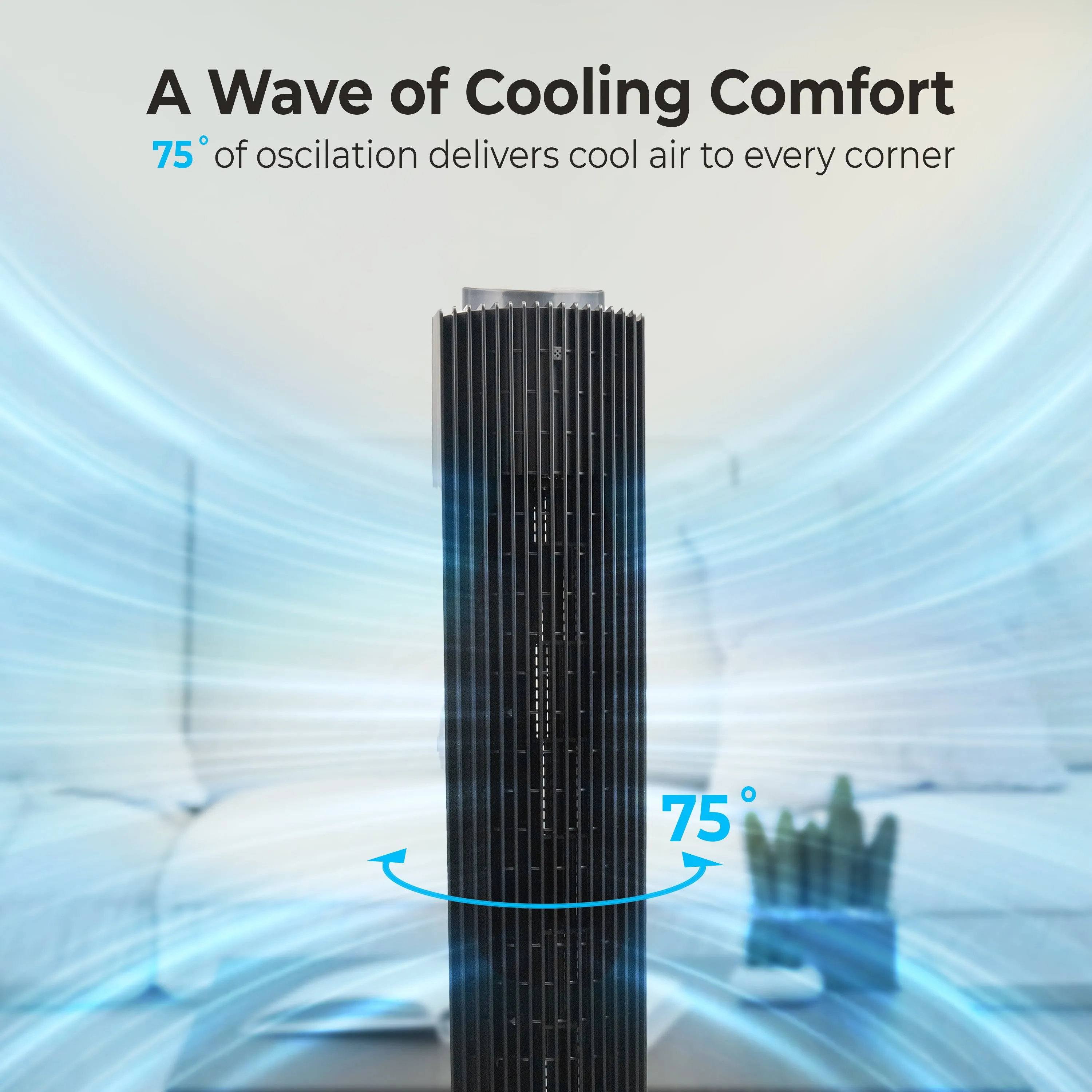 Comfort Zone 42" Smart Wi-Fi Oscillating Portable Tower Fan with Remote