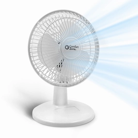 Comfort Zone 6" 2-Speed Desk Fan with Stable Base and Adjustable Tilt floor fans with powerful circulation