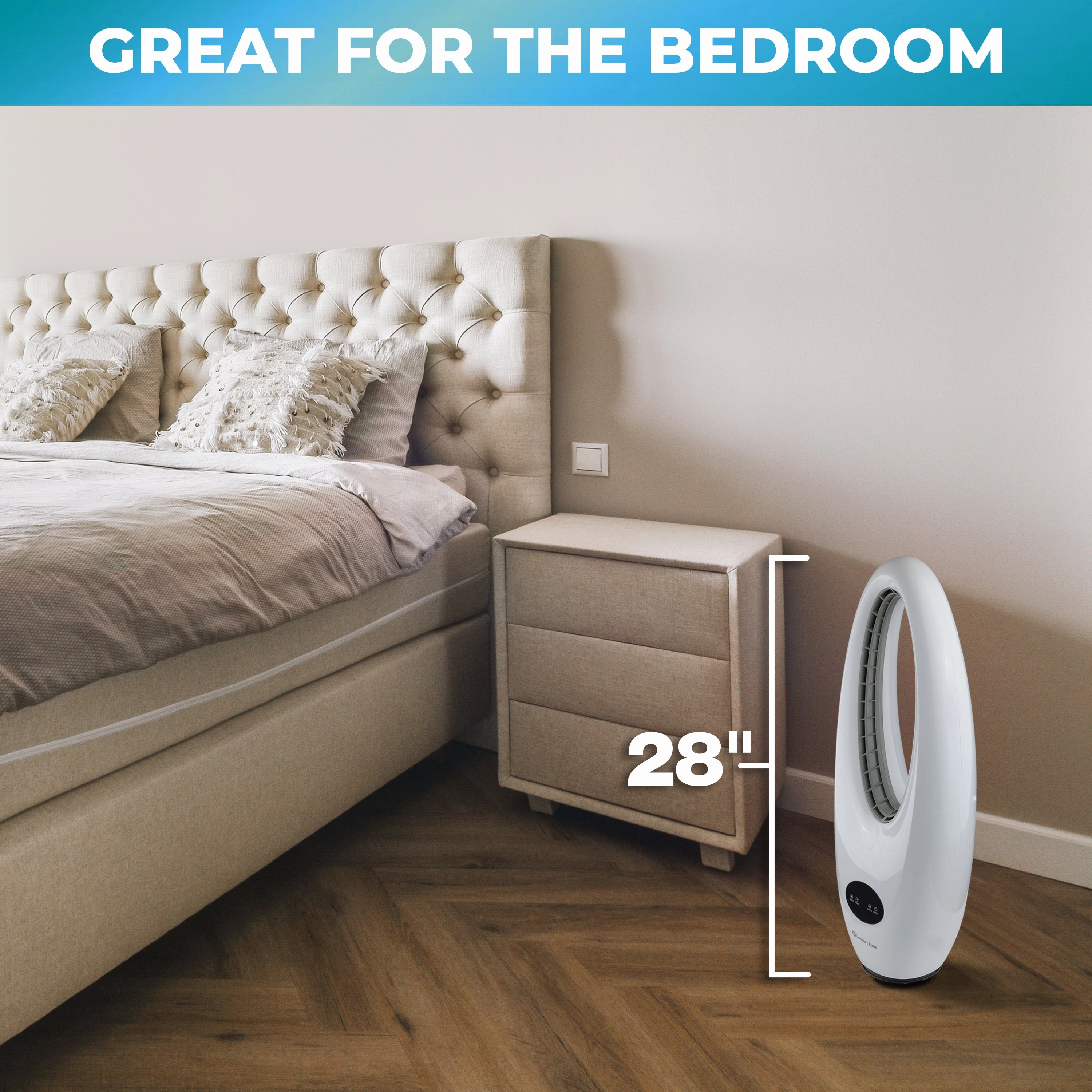 Comfort Zone Oscillating 28" Bladeless Tower Fan with Remote Control