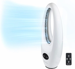 Comfort Zone Oscillating 28" Bladeless Tower Fan with Remote Control floor fans with powerful circulation