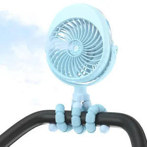 COMLIFE Misting Baby Stroller Fan, Rechargeable Battery Operated, 270 & 360 Pivoting, 50ml Portable Water Sprayer Misting Fan with Flexible Tripod Clip on Car Seat Crib Treadmill Bunk Bed 360-degree rotating fan for home use