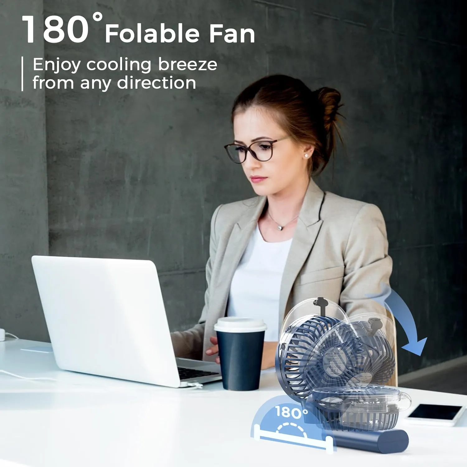 COMLIFE Portable Handheld Misting Fan, 3000mAh Rechargeable Battery Operated, 180 Foldable, Mini Personal Fan with Water Sprayer for Travel, Makeup, Home, Office, Camping, Outdoors