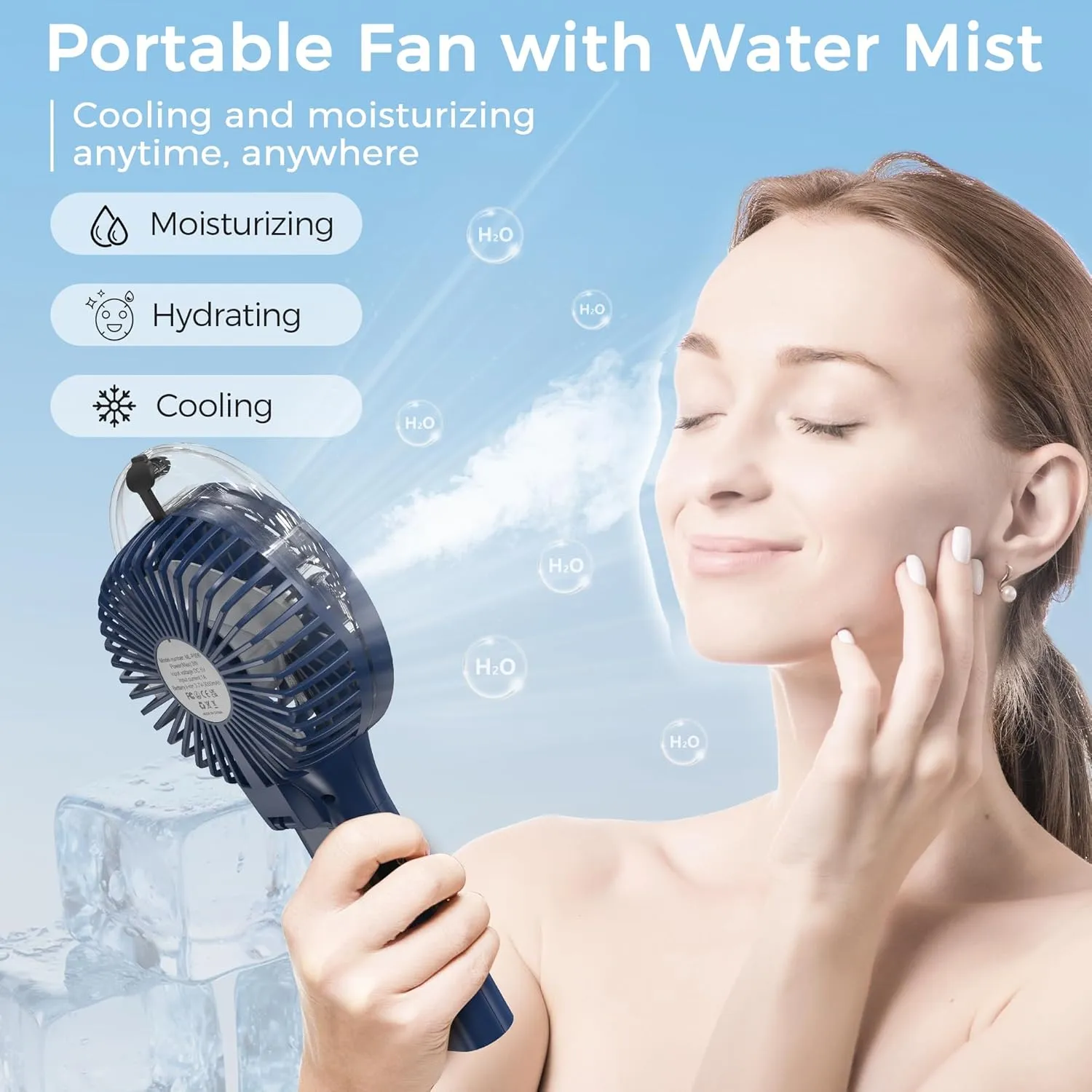 COMLIFE Portable Handheld Misting Fan, 3000mAh Rechargeable Battery Operated, 180 Foldable, Mini Personal Fan with Water Sprayer for Travel, Makeup, Home, Office, Camping, Outdoors