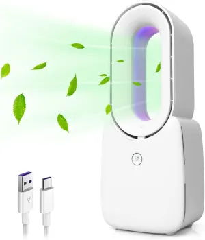 CONBOLA Desk Fan, Bladeless Fan 11.8 inch Small Personal Cooling Fan with 5 Colors LED Light, Touch Control, Quiet Table Fan for Bedroom, Home, Office Octopus-shaped decorative fan