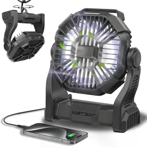 CONBOLA Portable Fan Rechargeable, 20400mAh Cordless Battery Powered Fan with LED Lantern, USB C Battery Operated for Travel Bedroom Home Camping Tent Office Beach Desk Fishing Outdoor Battery-powered portable fan