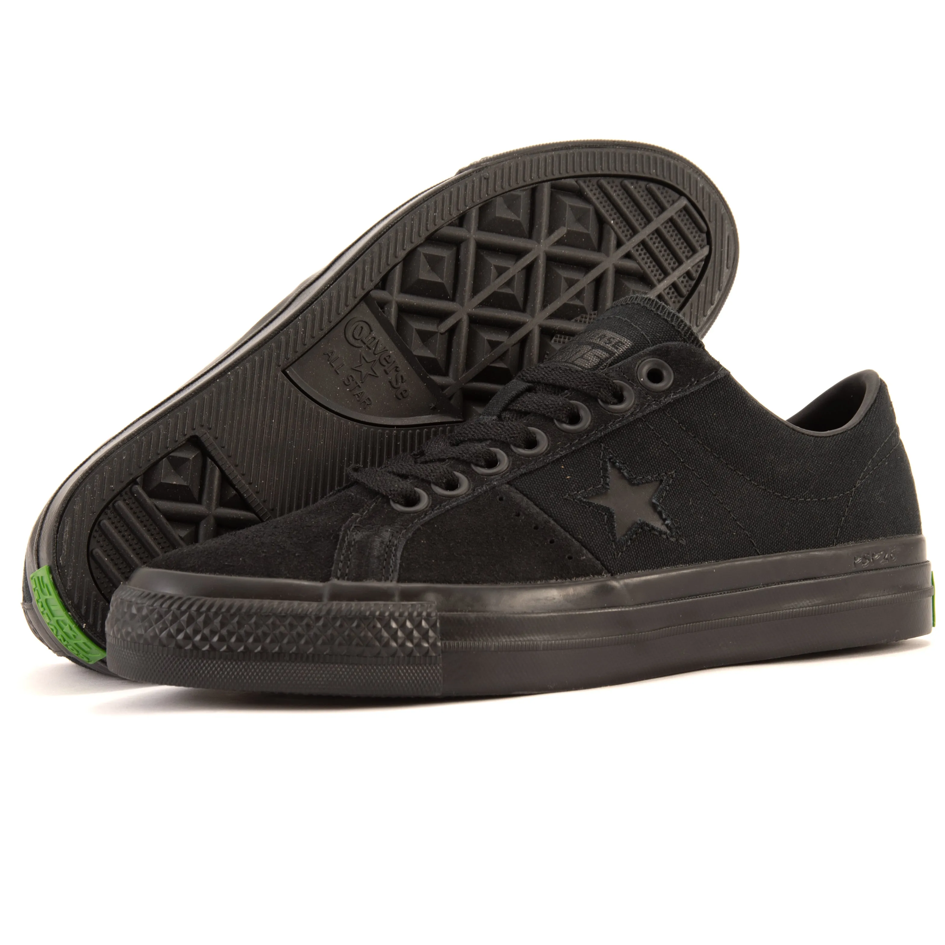 Cons - One Star Pro OX (Black/Black/Sap Green) Converse Shoes