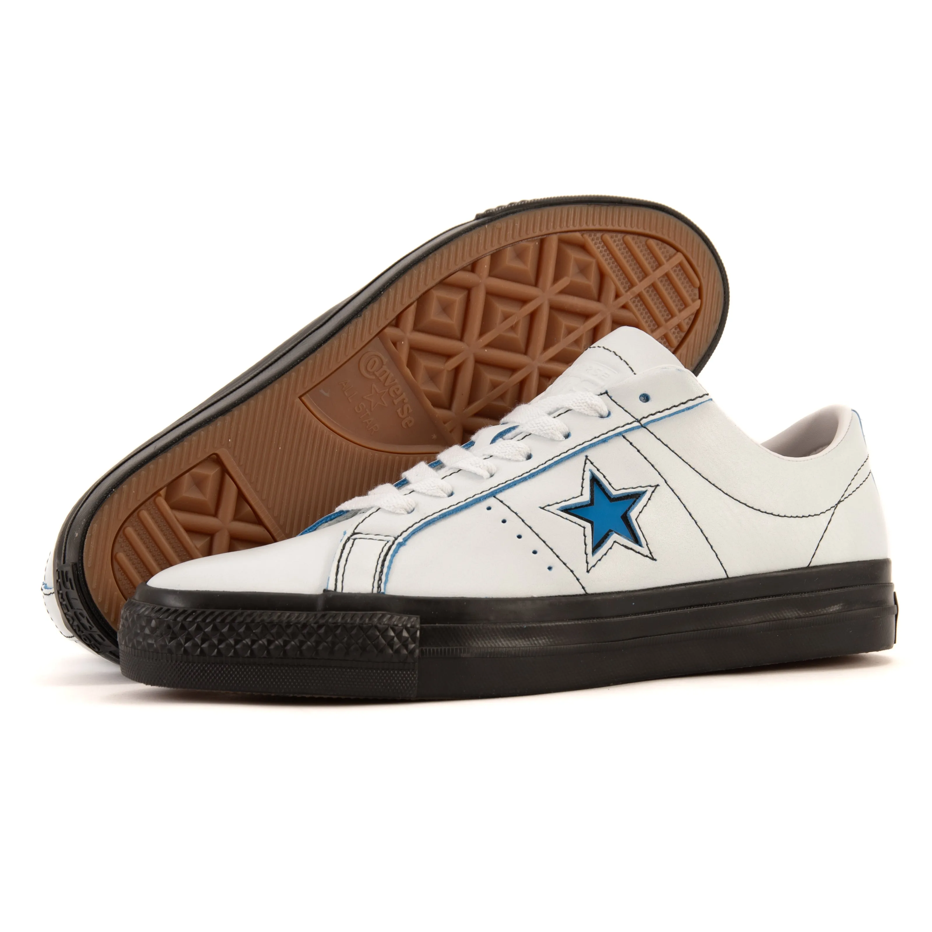 Cons - One Star Pro OX (White/Black/Kinetic Blue) *SALE Converse Shoes