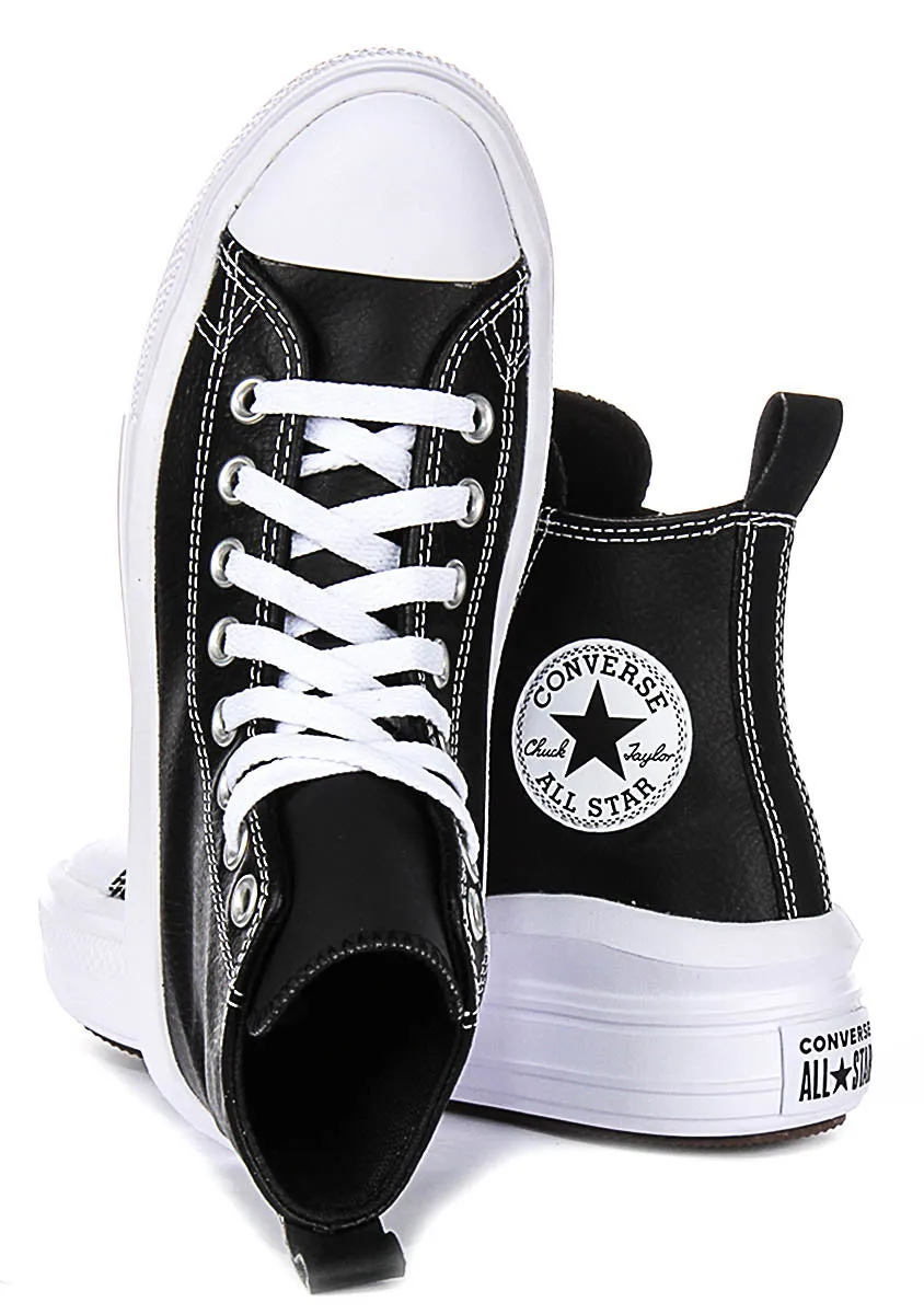 Converse All Star Move A04831C In Black White Leather Juniors Shoes Converse