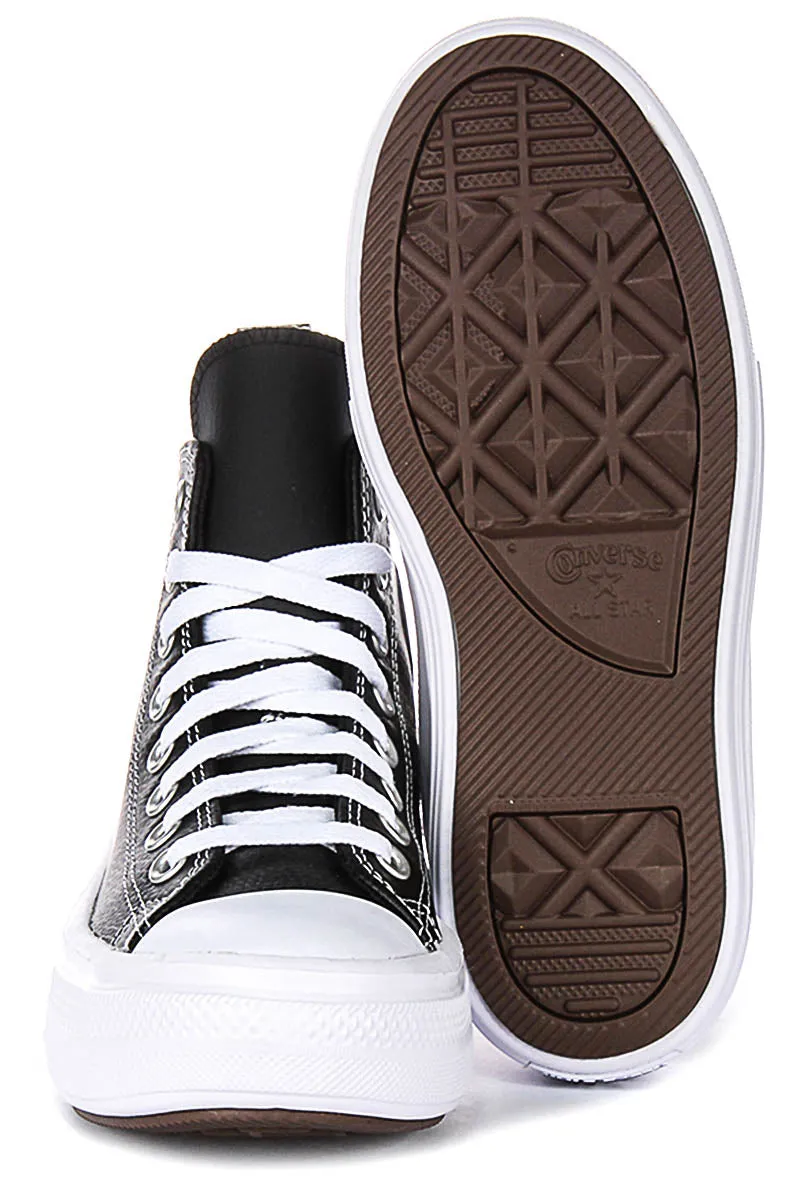 Converse All Star Move A04831C In Black White Leather Juniors Shoes Converse