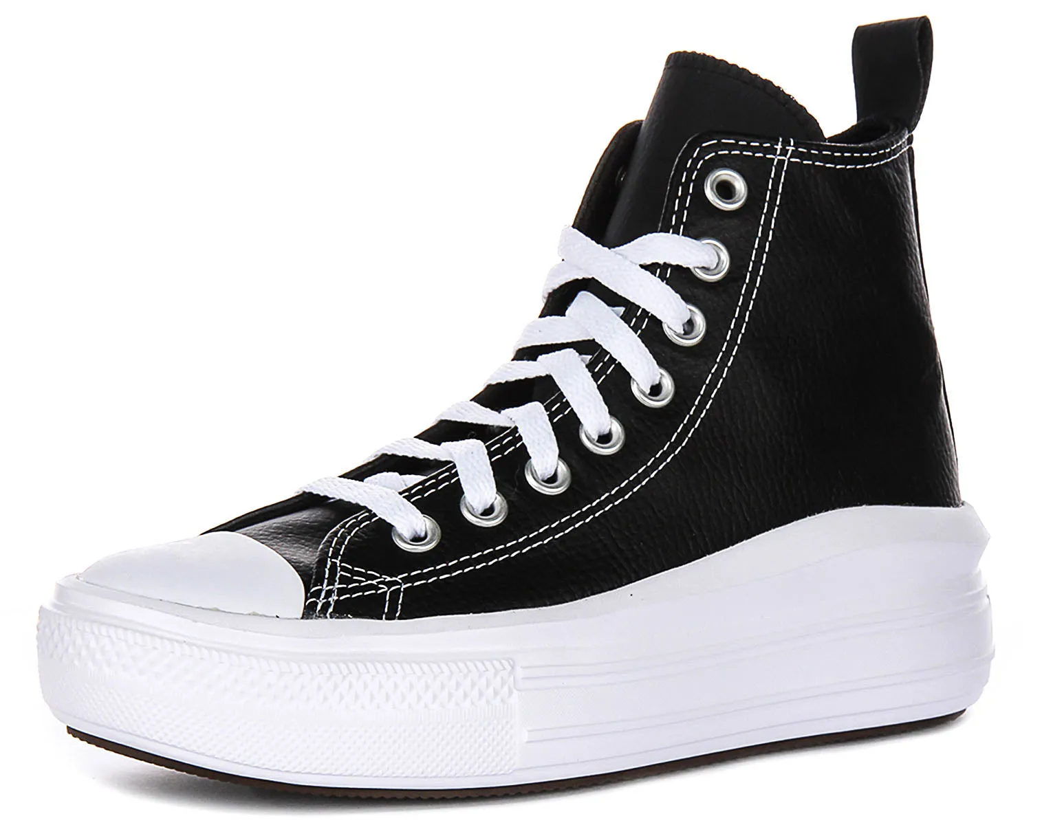 Converse All Star Move A04831C In Black White Leather Juniors Shoes Converse