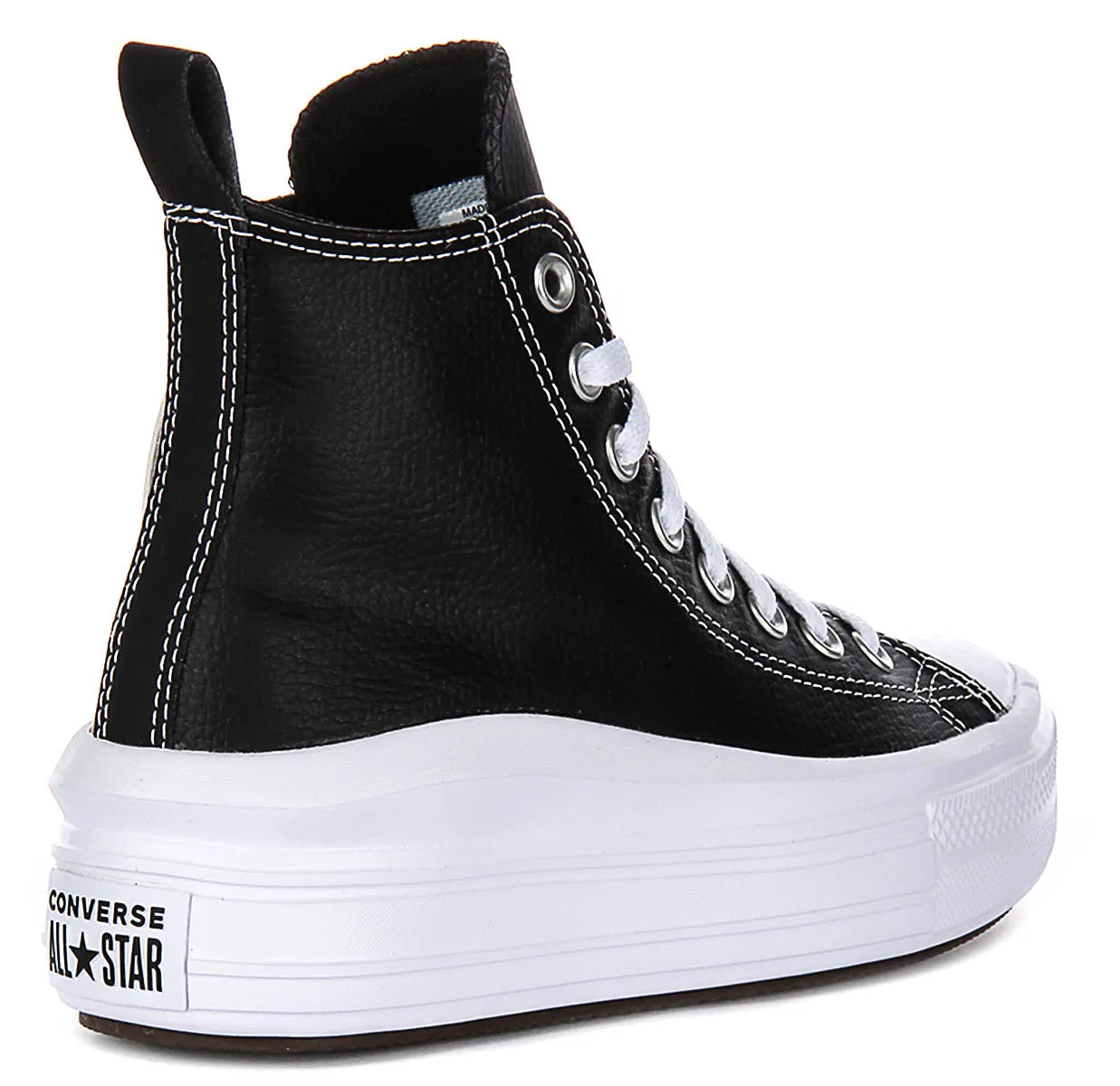 Converse All Star Move A04831C In Black White Leather Juniors Shoes Converse