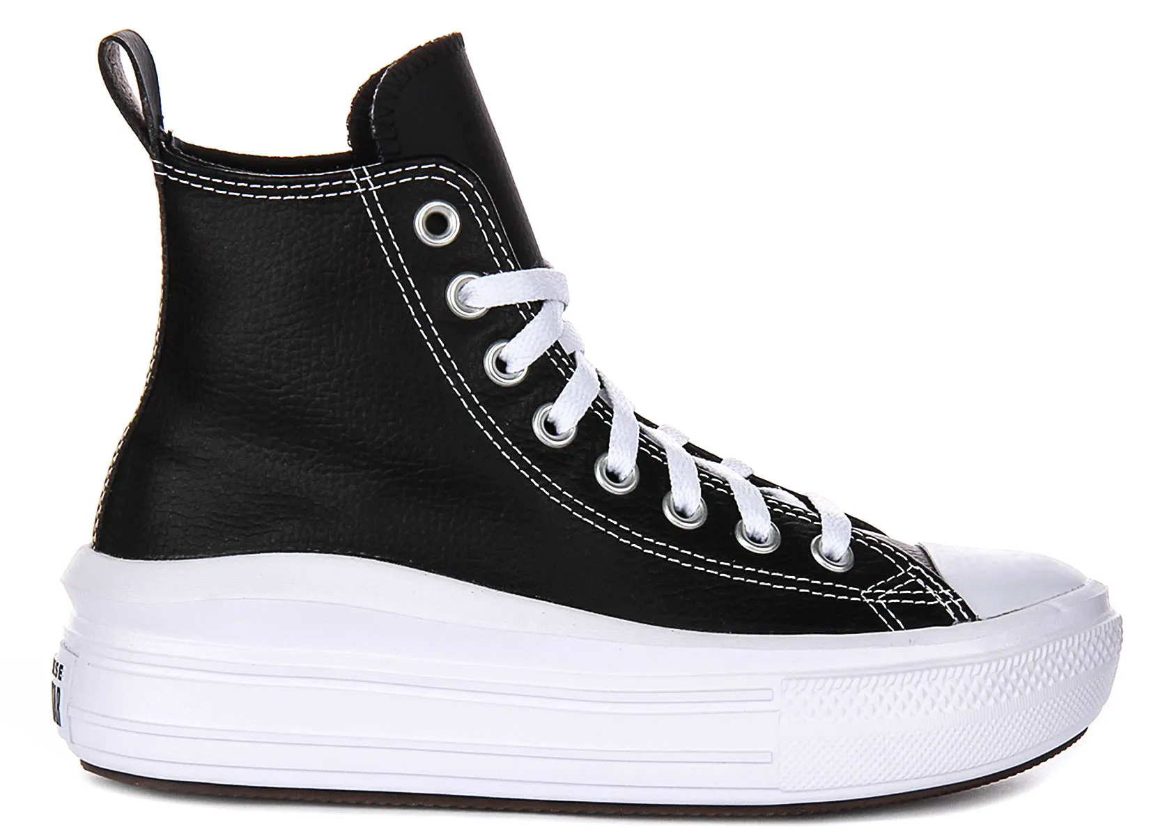 Converse All Star Move A04831C In Black White Leather Juniors Shoes Converse