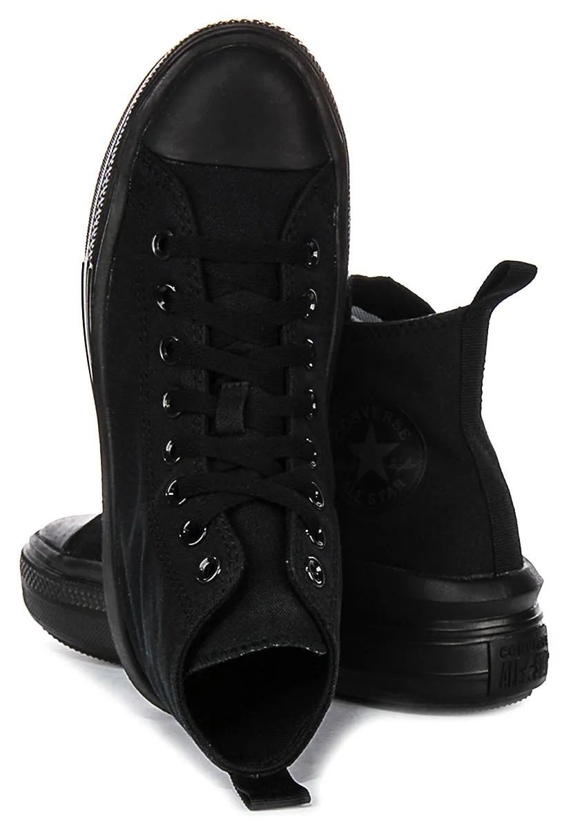 Converse All Star Move Hi A03668C In All Black For Junior Shoes Converse