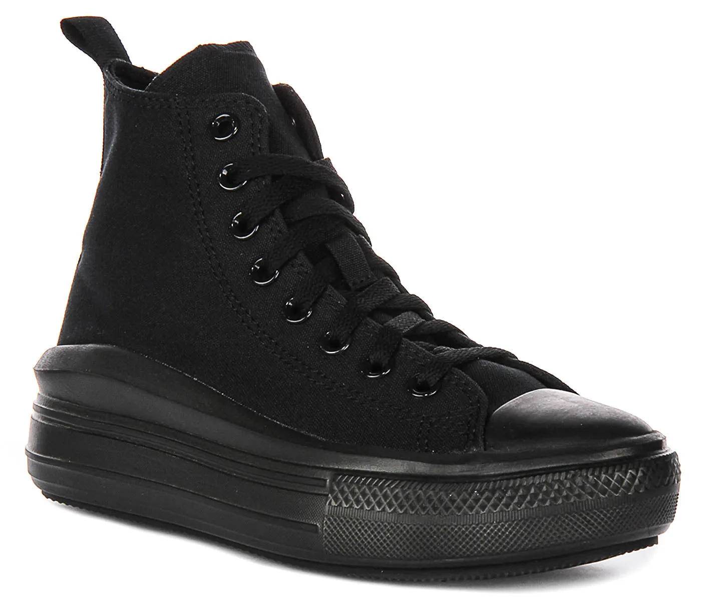 Converse All Star Move Hi A03668C In All Black For Junior Shoes Converse