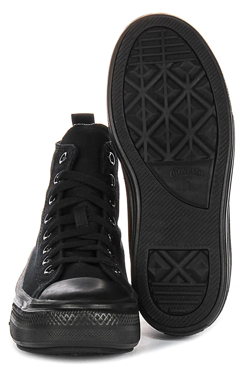 Converse All Star Move Hi A03668C In All Black For Junior Shoes Converse