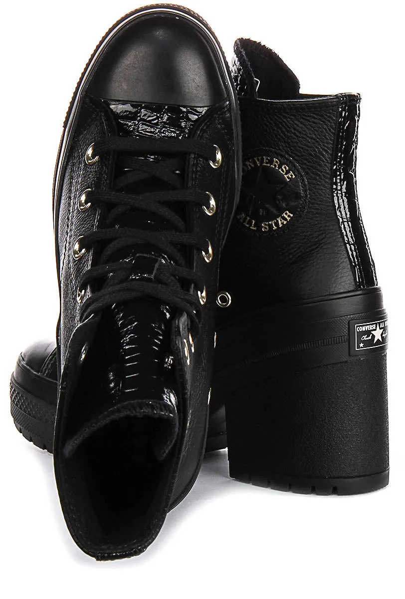 Converse Chuck 70 De Luxe Heel A12346C In Black Moc Croc Shoes Converse