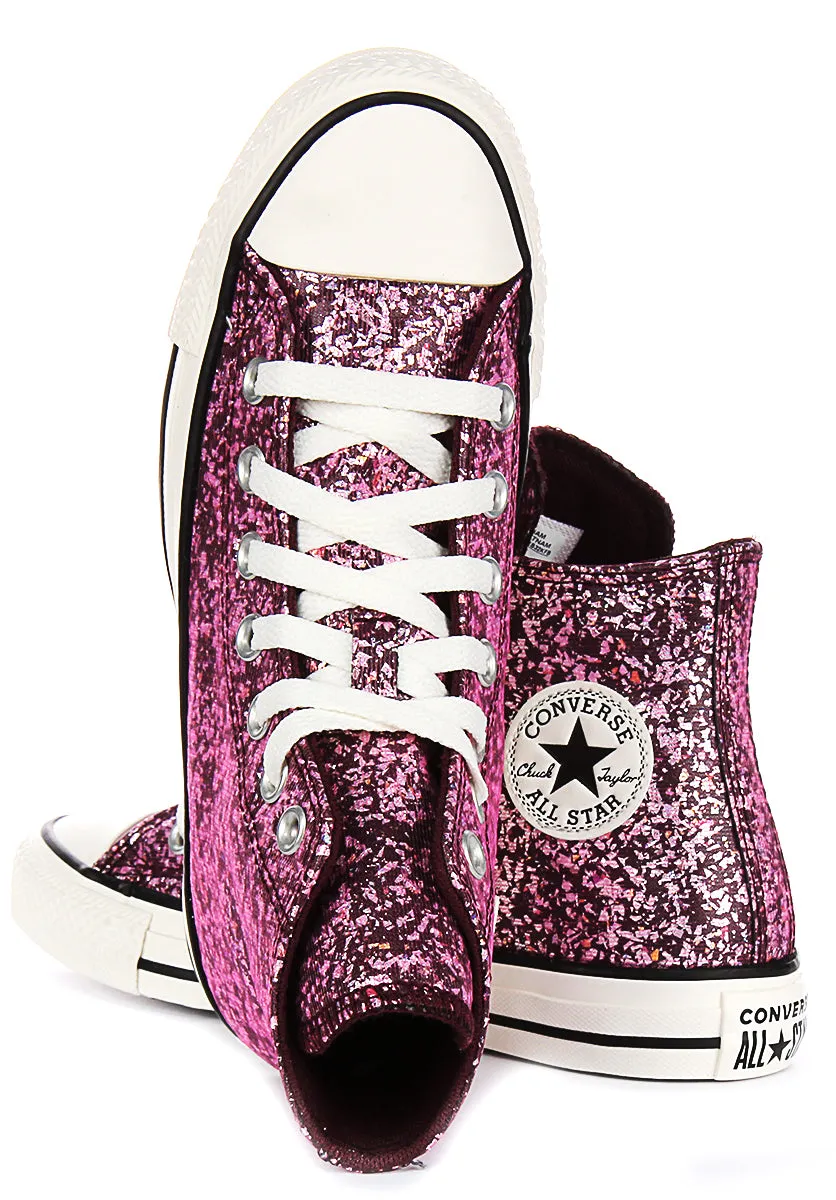 Converse Chuck Taylor A11137C In Magenta Glitter Effect Shoes Converse