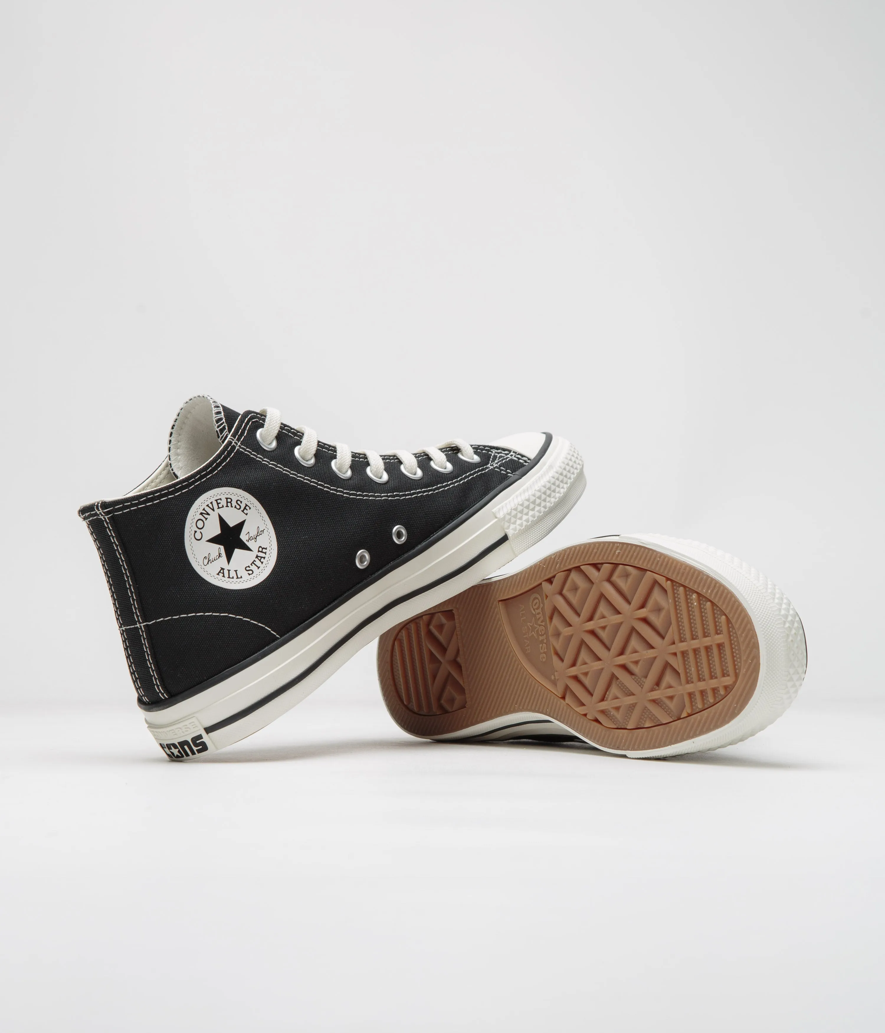 Converse Cons CTAS Pro Mid Cut Off Shoes - Black / Black / Egret Converse Shoes