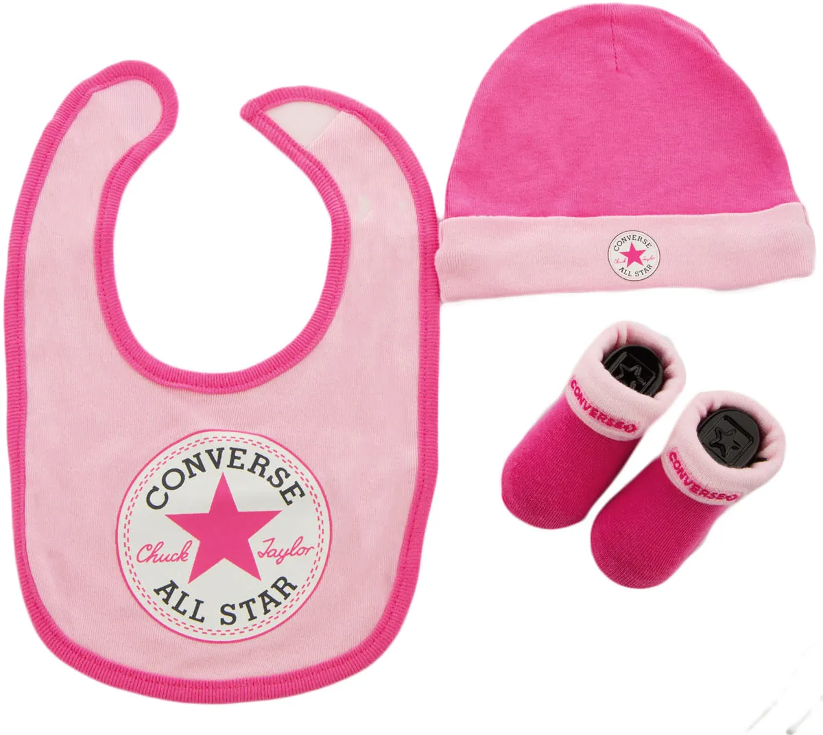 Converse Crib Set In Pink including Bootie, Hat & Bib Shoes Converse