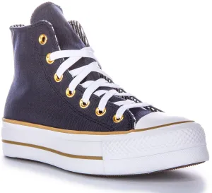 Converse CT All Star Lift Hi A08860C In Navy Herringbone Shoes Converse