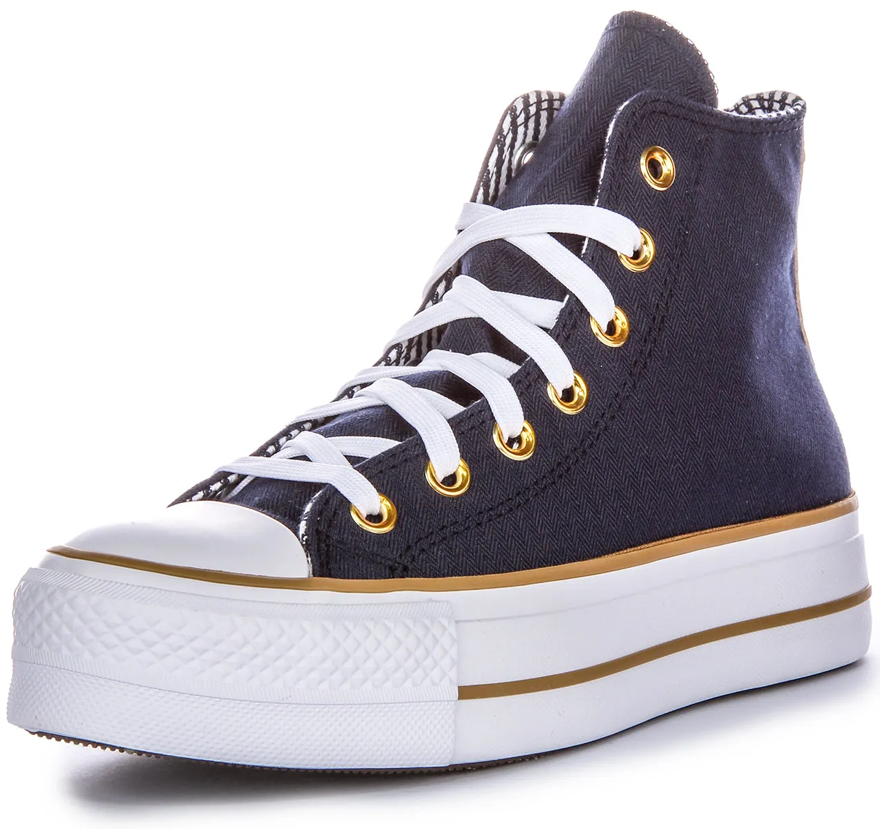 Converse CT All Star Lift Hi A08860C In Navy Herringbone Shoes Converse