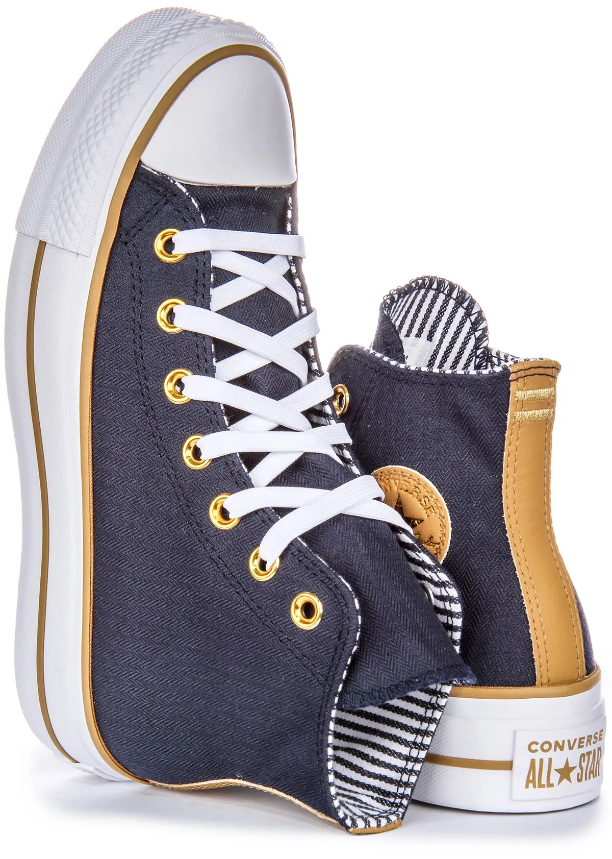 Converse CT All Star Lift Hi A08860C In Navy Herringbone Shoes Converse