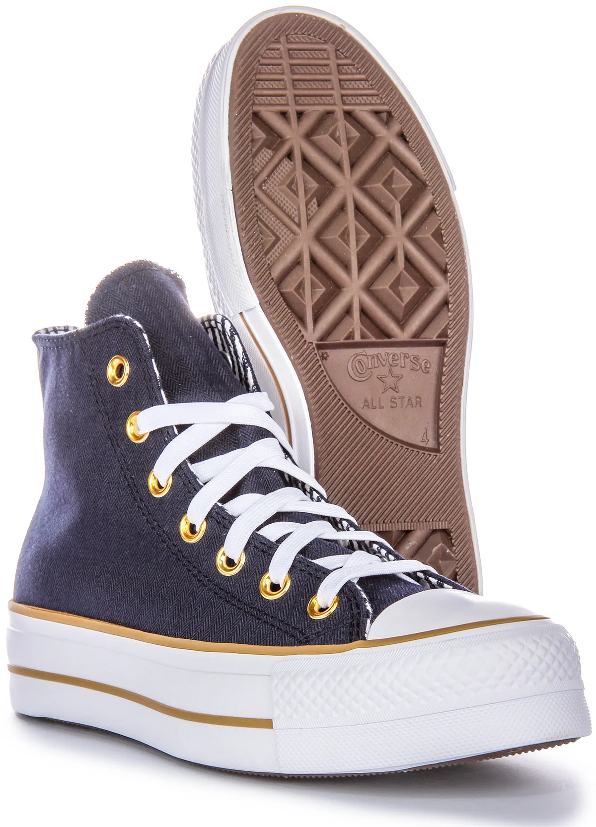 Converse CT All Star Lift Hi A08860C In Navy Herringbone Shoes Converse