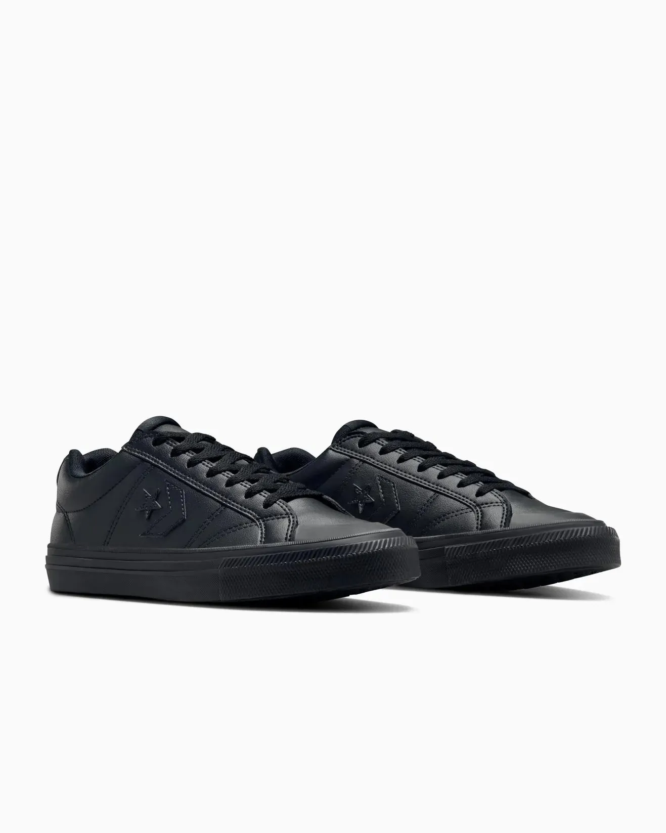 CONVERSE UNISEX CONVERSE SPORT CASUAL FAUX LEATHER LOW TOP BLACK MONO BLACK SHOES Shoes_Mens-Converse