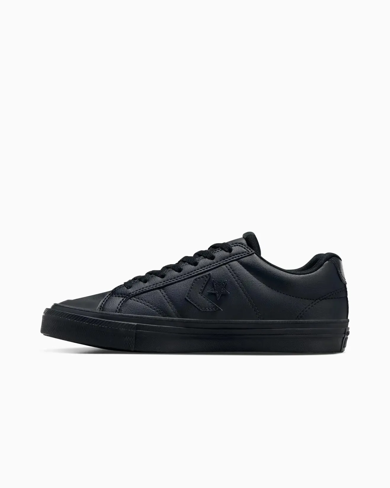 CONVERSE UNISEX CONVERSE SPORT CASUAL FAUX LEATHER LOW TOP BLACK MONO BLACK SHOES Shoes_Mens-Converse