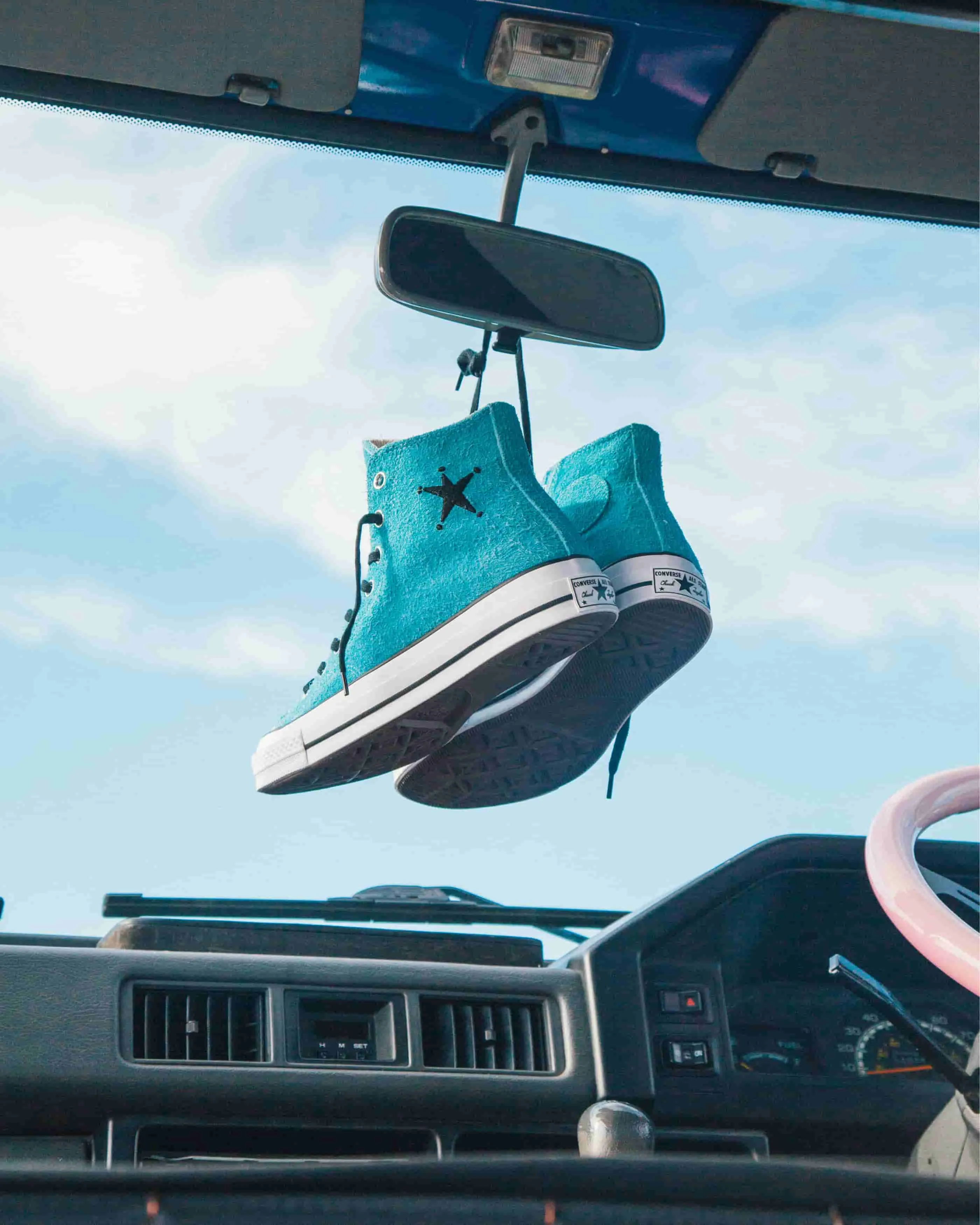 Converse x Stussy Chuck 70 Hi Shoes - Sky Blue Converse Shoes