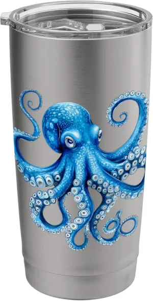 Cool Blue Octopus Sea Ocean Lover,Tentacles Octopus Lover Stainless Steel Insulated Tumbler Octopus-shaped decorative fan