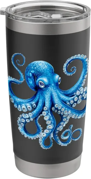 Cool Blue Octopus Sea Ocean Lover,Tentacles Octopus Lover Stainless Steel Insulated Tumbler Octopus-shaped decorative fan