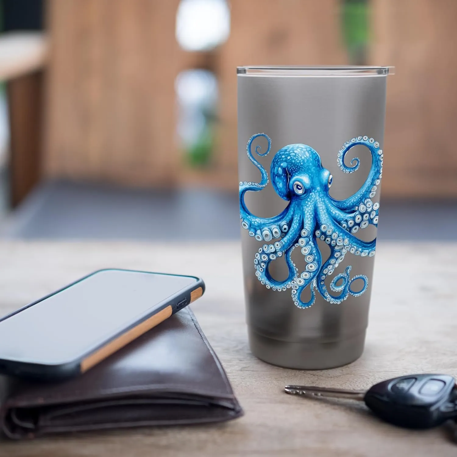 Cool Blue Octopus Sea Ocean Lover,Tentacles Octopus Lover Stainless Steel Insulated Tumbler