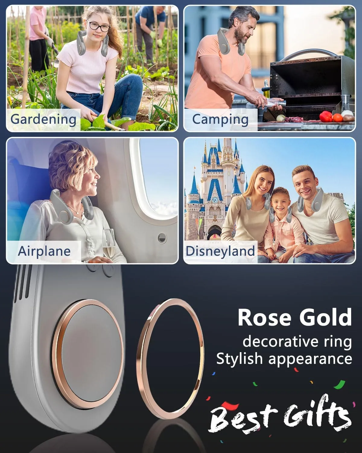Cooling Neck Fan,Rechargeable Fans that Feel Like Air Conditioners,5500mAh Portable Neck Fan Cooling Plate,Headset Design Face Devices with LED Display for Adults Childrens in Summer Hot Weather Beach