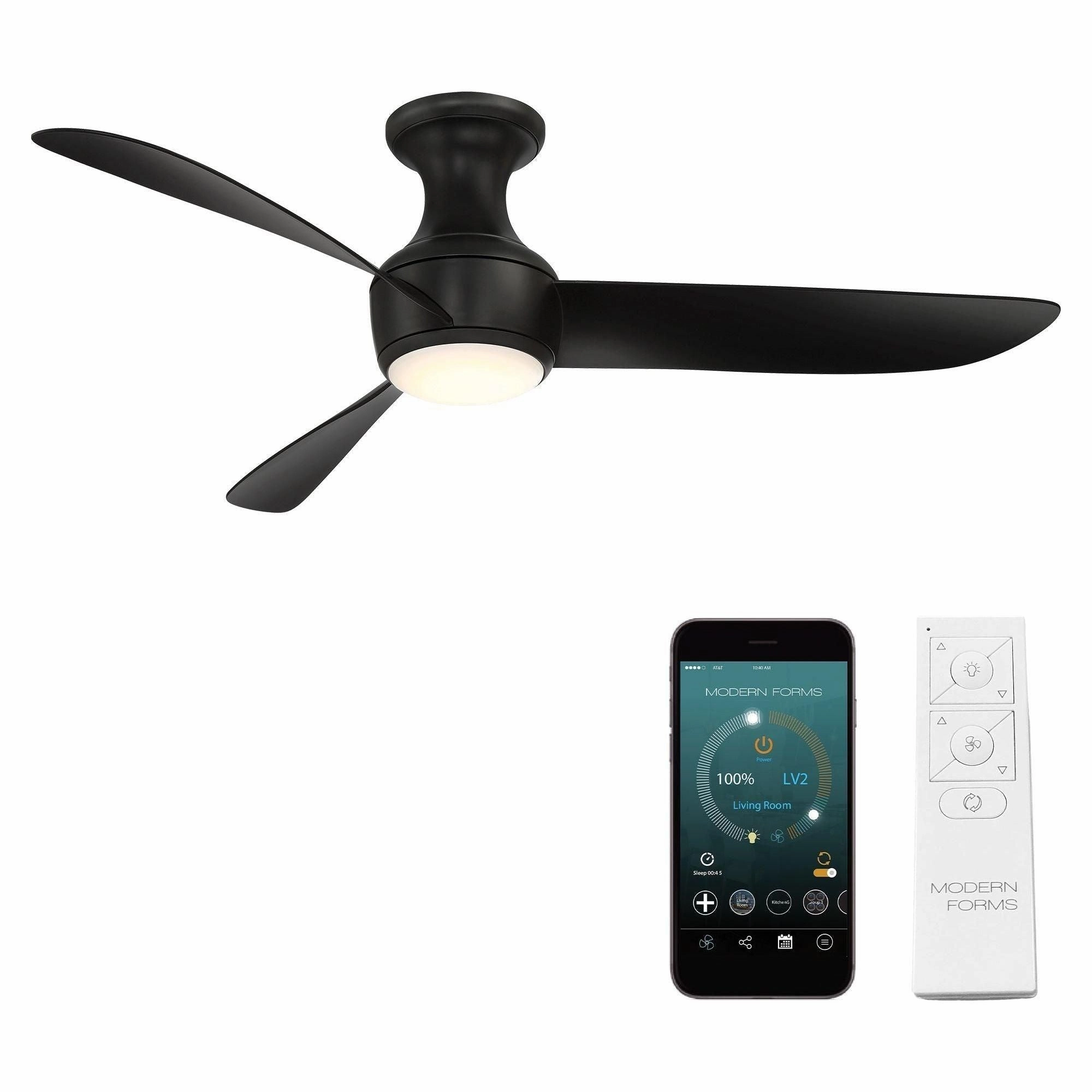 Corona Indoor/Outdoor 3-Blade 52" Smart Flush Mount Ceiling Fan with LED Light Kit and Remote Control