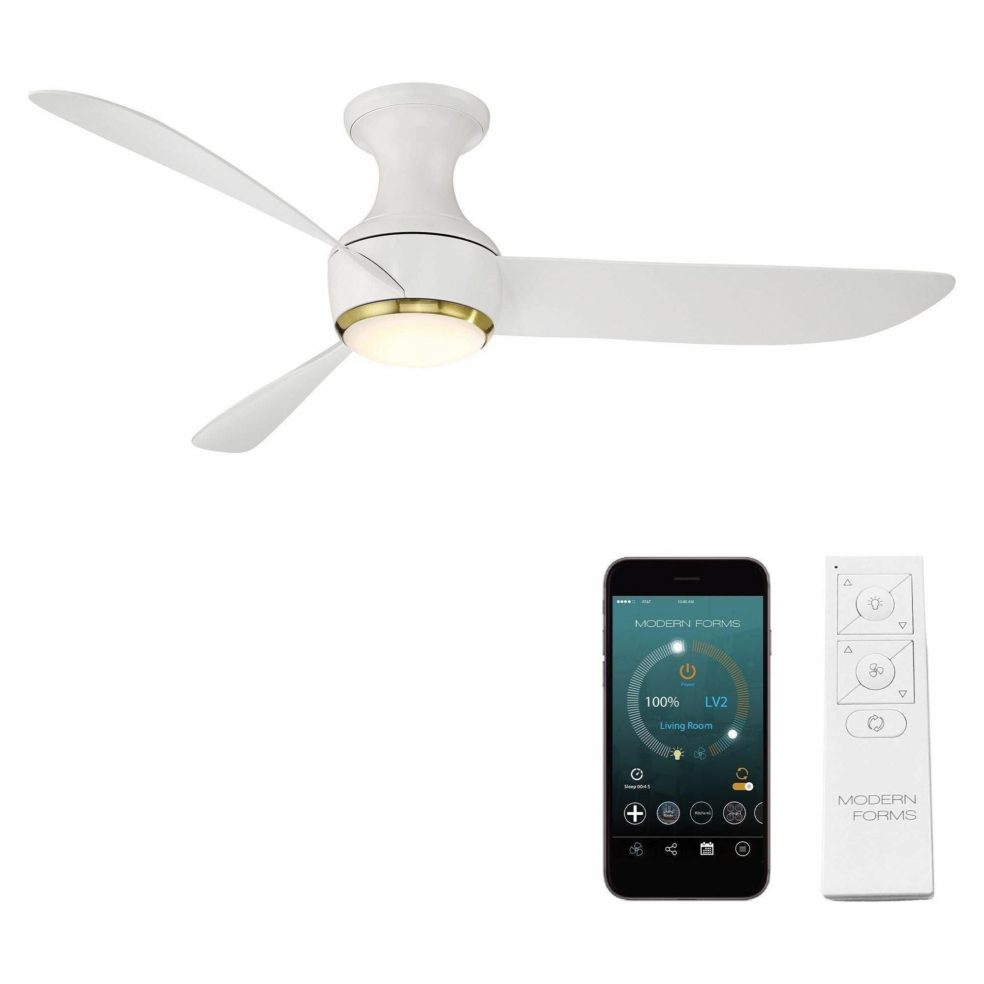 Corona Indoor/Outdoor 3-Blade 52" Smart Flush Mount Ceiling Fan with LED Light Kit and Remote Control