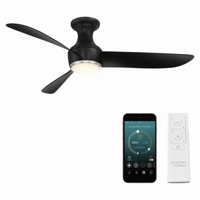 Corona Indoor/Outdoor 3-Blade 52" Smart Flush Mount Ceiling Fan with LED Light Kit and Remote Control quiet ceiling fans with remote control