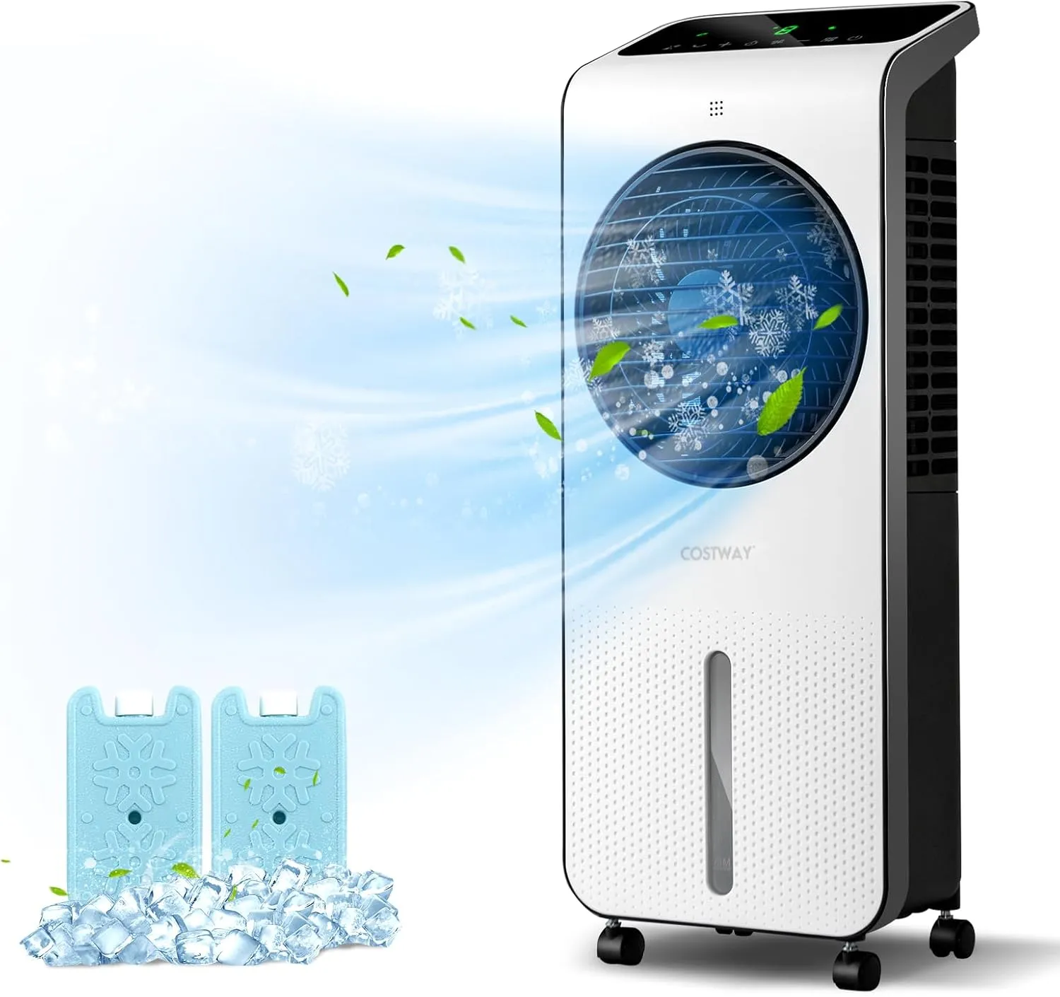 COSTWAY Portable Evaporative Air Cooler, 3-in-1 Swamp Cooler w/Remote Control, 360 Rotating Fan Blade, 3 Modes, 12H Timer, 2 Ice Packs, Air Cooling Fan with Fan & Humidifier for Room Home Office 360-degree rotating fan for home use